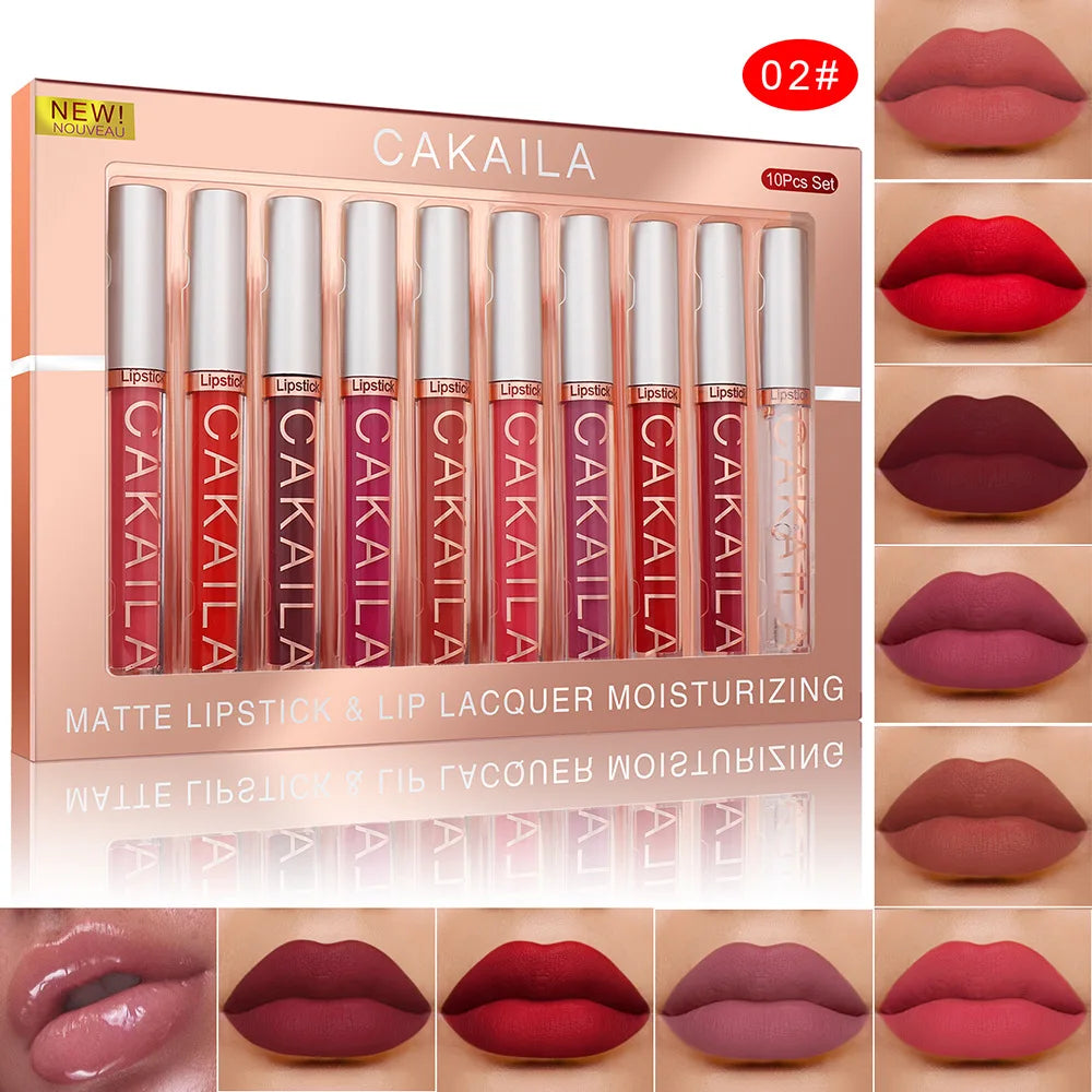 Pack de 10 Labiales: Acabado Velvet, Larga Duración y Resistente al Agua