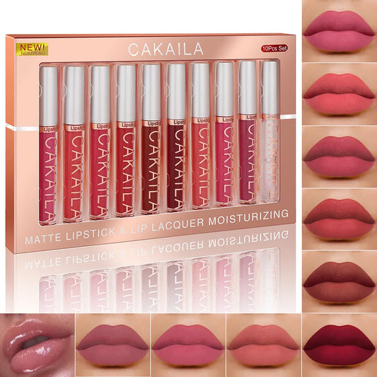 Pack de 10 Labiales: Acabado Velvet, Larga Duración y Resistente al Agua