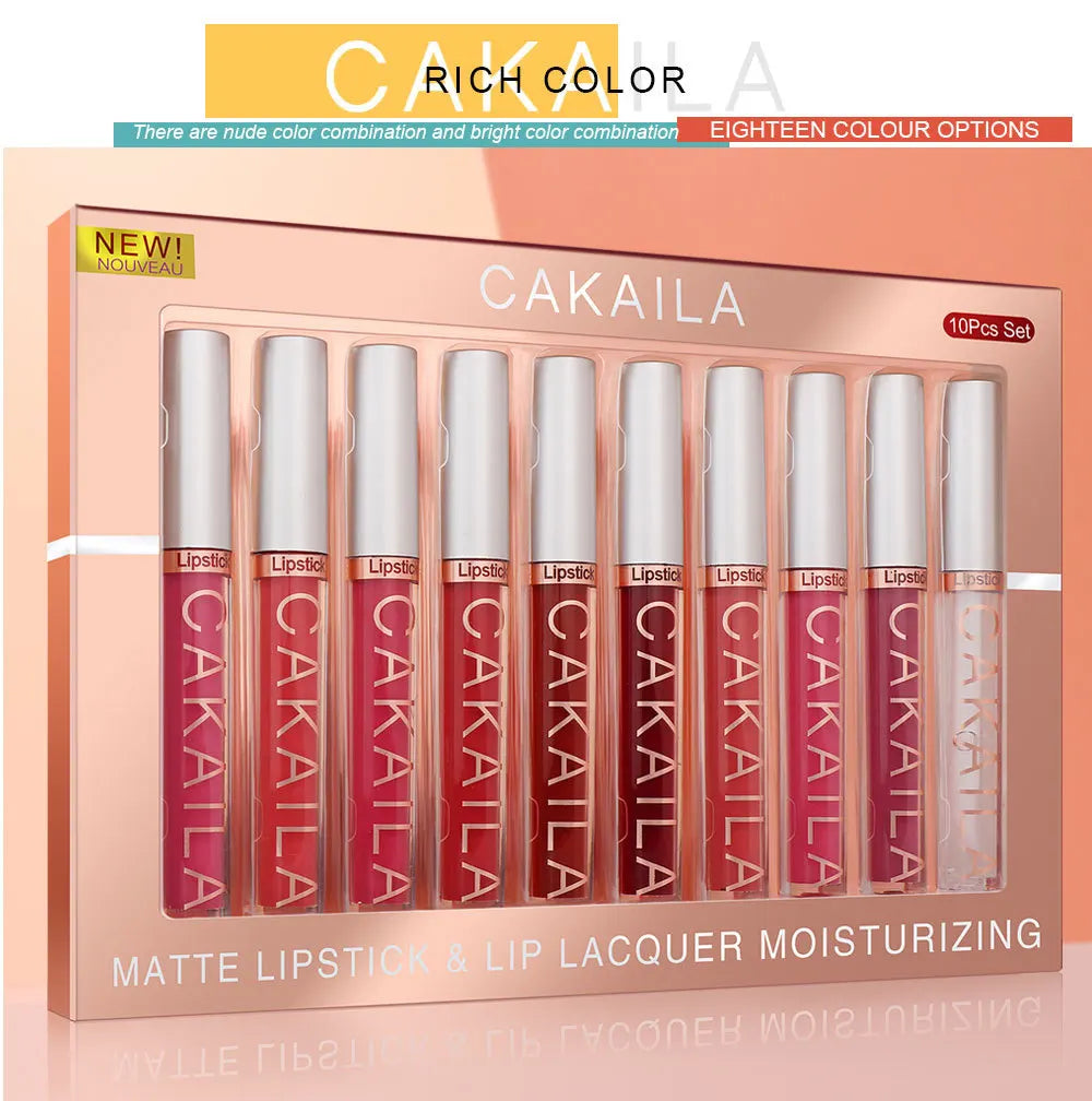 Pack de 10 Labiales: Acabado Velvet, Larga Duración y Resistente al Agua